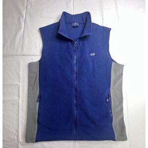 Vineyard Vines Fleece Vest Mens Medium Blue/Gray Full Zip Pockets Preppy Classic